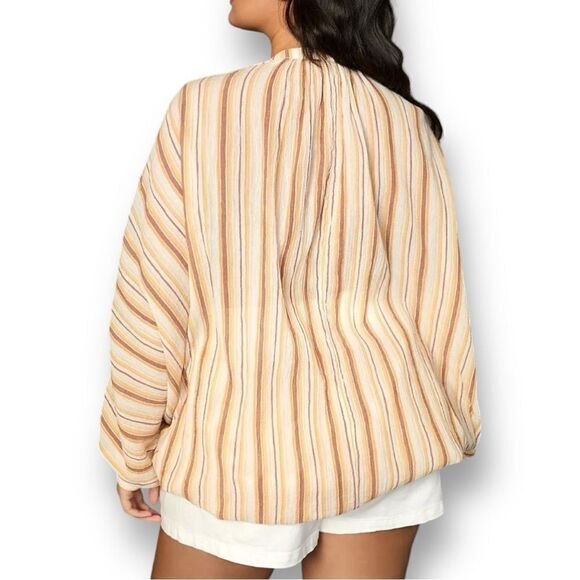 By ANTHROPOLOGIE Women’s Tie-Front Boho Blouse in the Size XXSP in Striped Print - Picture 6 of 15